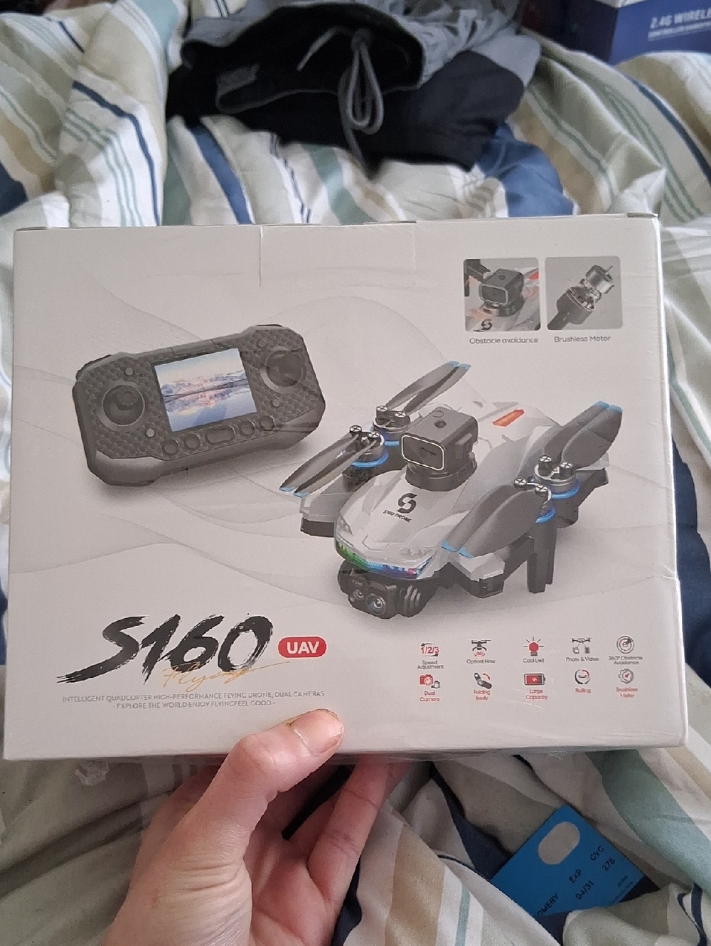 S160 UAV Foldable Drone with Remote - White & Black